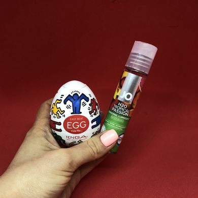 Набір яйце мастурбатор Tenga Egg + смачна змазка System JO H2O малина (30 мл)