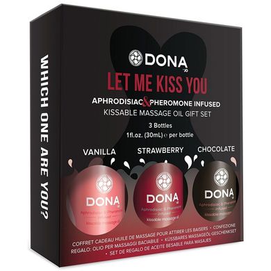 Набір їстівних масажних масел з феромонами DONA Let Me Kiss You - фото