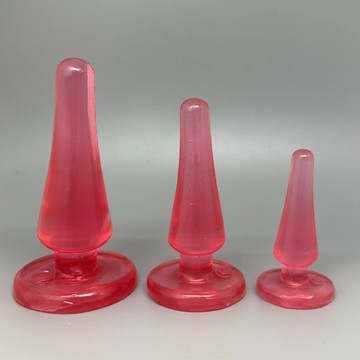 Набор анальных пробок Doc Johnson Crystal Jellies розовый (2 см, 3 см, 4 см) - фото