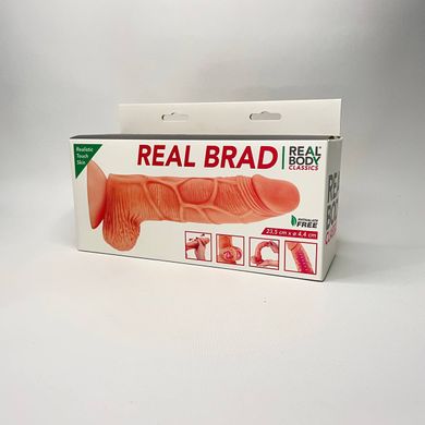 Фалоімітатор з рухомою крайньою плоттю Real Body Real Brad (20 см) середній - фото