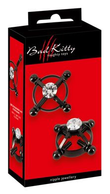 Зажимы для сосков со стразом Bad Kitty Nipple Jewellery black - фото