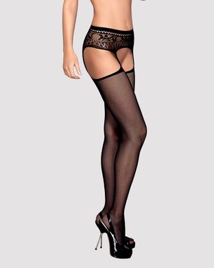 Эротические колготки-бодистокинг Obsessive Garter stockings S307 black S/M/L - фото