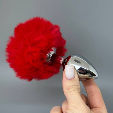 Анальна пробка з хвостиком Red (3,4 см) Alive Fluffly Plug M