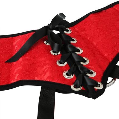 Трусы для страпона Sportsheets SizePlus Red Lace Satin Corsette - фото