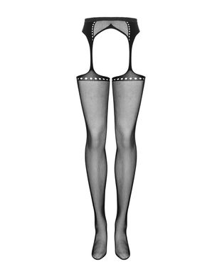 Еротичні колготки-бодістокінг Obsessive Garter stockings S314 black S/M/L, імітація панчіх і пояса - фото