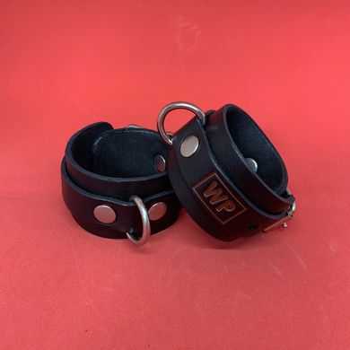 Набір чорний БДСМ: наручники + ошийник з натуральної шкіри - фото