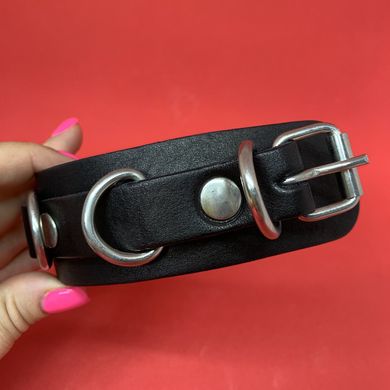 Набор черный БДСМ: наручники + ошейник из натуральной кожи - фото