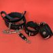Набор черный БДСМ: наручники + ошейник из натуральной кожи - фото товара