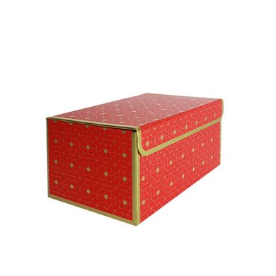 Подарункова коробка з клапаном червона із золотом, S - фото