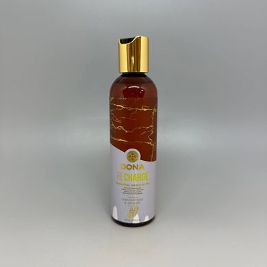 Натуральне масажне масло з ефірними маслами DONA Recharge лемонграс + імбир (120 мл) - фото