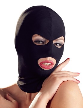 Маска для БДСМ черная с открытыми глазами и ртом Bad Kitty Open mouth and eyes BDSM head mask black