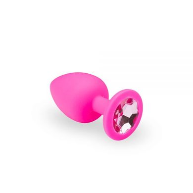 Анальна пробка рожева з каменем Loveshop Pink Silicone White (2,8 см) - фото