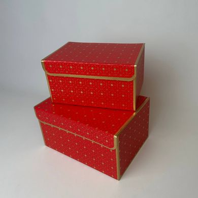 Подарочная коробка с клапаном красная с золотом, S - фото