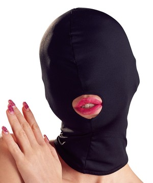 Маска для БДСМ черная с открытым ртом Bad Kitty Open mouth BDSM head mask black