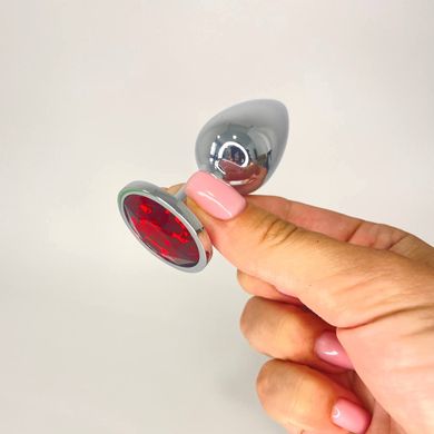 Анальная пробка со стразом Alive Mini Metal Butt Plug S Red (2,8 см) - фото