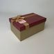 Подарункова коробка з бантом бордово-золота, S - фото товару