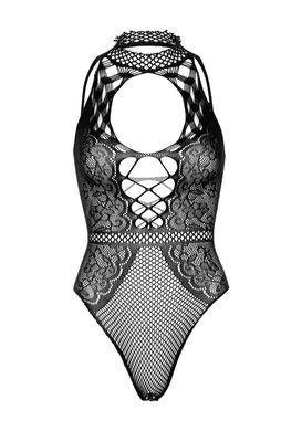 Еротичне боді Leg Avenue Net and lace halter bodysuit OS Black