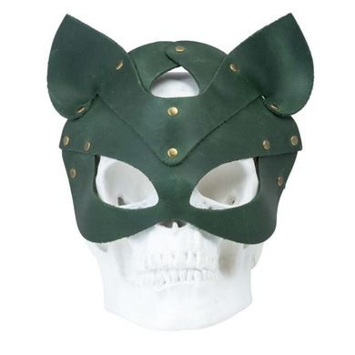 Кожаная маска кошечки LOVECRAFT зеленая