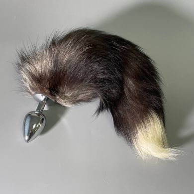 Анальна пробка лисячий хвіст (4 см) Black And White Alive Fox Tail L