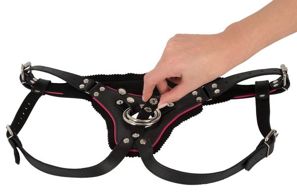 Трусики для страпону ZADO Leather String Strap-on S-L Black - фото