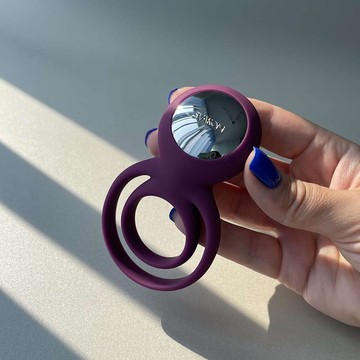 SVAKOM Tammy - двойное эрекционное кольцо с вибрацией фиолетовое - фото