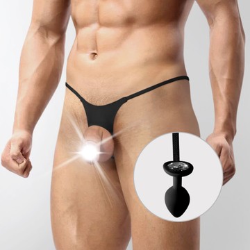 Трусы мужские с силиконовой анальной пробкой S Art of Sex Joni plug panties size S Black XS-2XL - фото