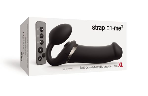 Страпон с вибрацией и вакуумом Strap-On-Me MULTI ORGASM XL Black - фото