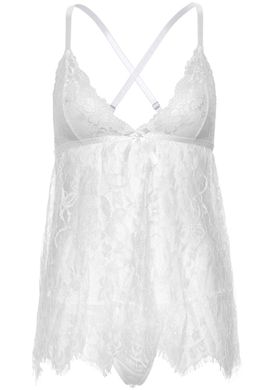 Сорочка и трусики Leg Avenue Floral lace babydoll & string White S