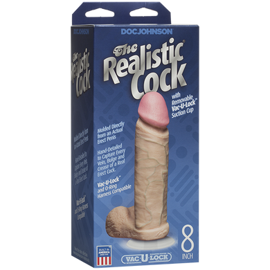 Фалоімітатор реалістик з мошонкою Doc Johnson The Realistic Cock 8 inch White (20,5 см) - фото