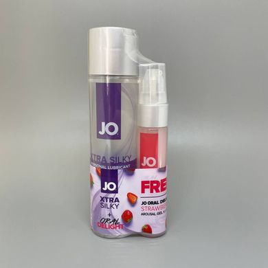 Набір: вагінальна змазка System JO GWP Xtra Silky Silicone (120 мл) + оральна змазка Oral Delight Strawberry (30 мл)