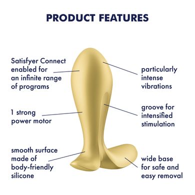 Анальная смарт-вибропробка Satisfyer Intensity Plug Gold золотистая - 2,5 см - фото