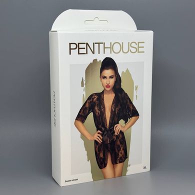Комплект пеньюар та стрінги Penthouse Sweet Retreat Black XL (пом'ята упаковка)