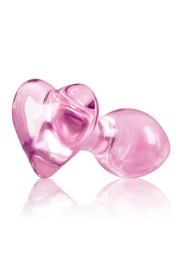 Стеклянная анальная пробка в форме сердца NS Novelties CRYSTAL HEART PINK (3 см) - фото