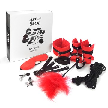 Art of Sex Soft Touch BDSM Set - набор БДСМ 9 предметов красный - фото
