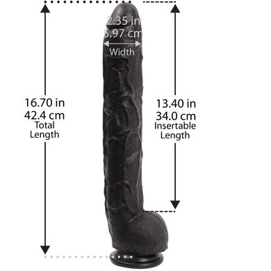Огромный фаллоимитатор Doc Johnson Dick Rambone Cock Black (длина 42 см; диаметр 6 см) в п/э пакете - фото