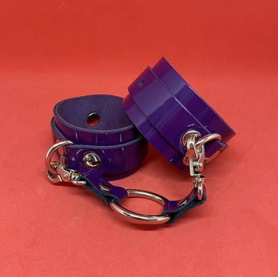 Кожаные БДСМ браслеты фиолетового цвета