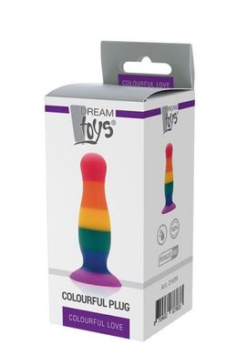 Анальна пробка райдужного кольору Dream toys Colourful Love Plug (4,5 см) - фото