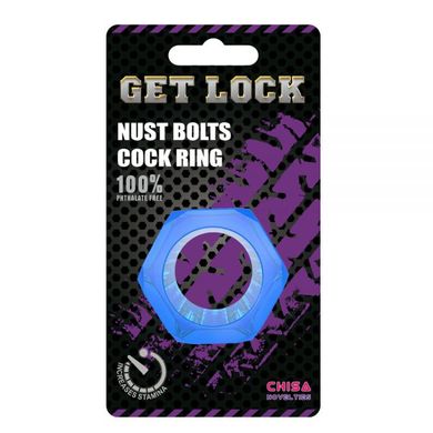 Ерекційне кільце Chisa Nust Bolts Cock Ring-Blue - фото