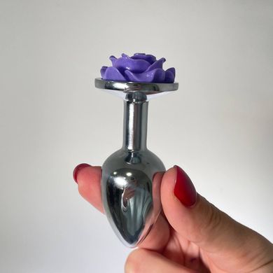 Анальная пробка со стразом и вибропулей Lux Active Rose фиолетовый (2,8 см) - фото