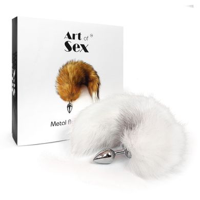 Анальна пробка з хвостом White fox (3,4 см) Art of Sex size M