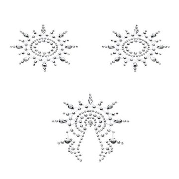 Пестіс з кристалів Petits Joujoux Gloria set of 3 - Silver, прикраса на груди і вульву - фото