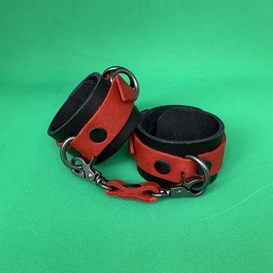 Шкіряні БДСМ браслети червоно-чорного кольору - фото