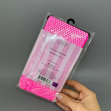 Панчохи сітка Leg Avenue Nylon Fishnet Thigh Highs OS Neon Pink - фото