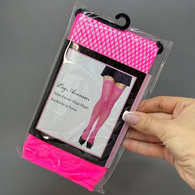 Чулки сетка Leg Avenue Nylon Fishnet Thigh Highs OS Neon Pink - фото