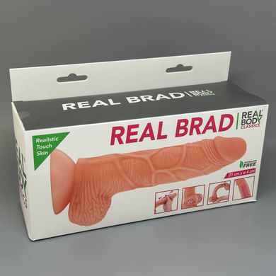 Мягкий дилдо с подвижной крайней плотью Real Body Real Brad (20 см) (мятая упаковка, товар в целостности) - фото