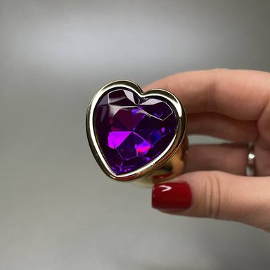 Анальная пробка с кристаллом Loveshop Gold Metall Heart (3,5 см) - фото