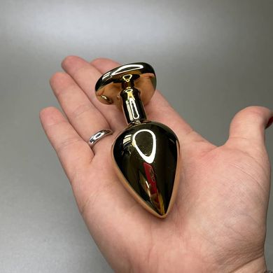 Анальна пробка з кристалом Loveshop Gold Metall Heart (3,5 см) - фото
