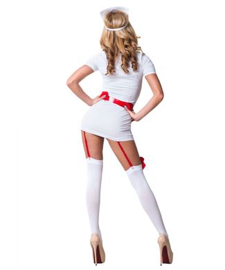 Еротичний костюм медсестри білий з червоним поясом Le Frivole