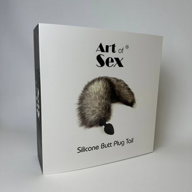 Анальна пробка з білим хвостом (3,4 см) Art of Sex size M White fox