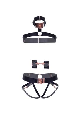 БДСМ набір для бондажа Leg Avenue Satin elastic harness Set, One size Black - фото
